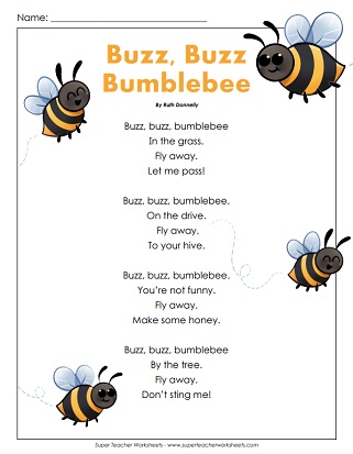 1st Grade Poem Worksheet