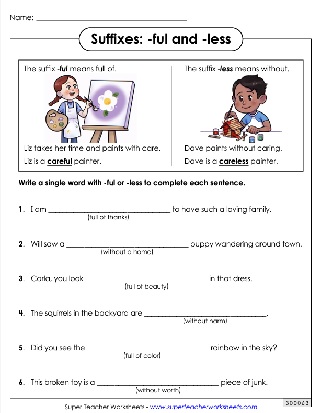 Prefix and Suffix Worksheets
