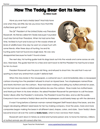 USA Presidents Worksheets - Theodore Roosevelt
