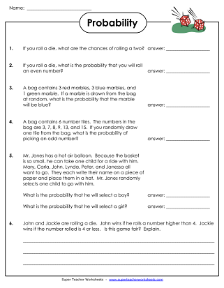 probability problem solving worksheet