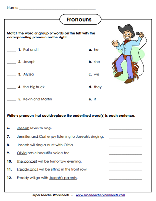 Pronoun Worksheets
