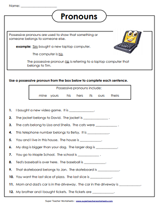 Pronoun Worksheet