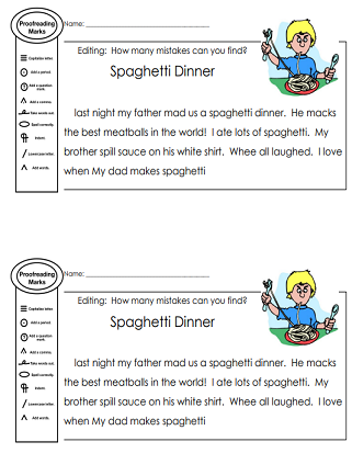 Proofreading Paragraphs - Printable Worksheets
