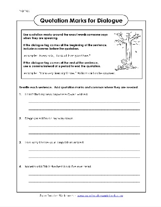 Quotation Marks for Dialogue Worksheet