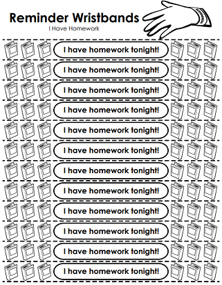 Printable Reminder Bracelets (Homework)