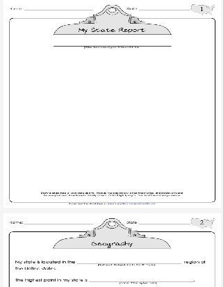 Research Project States USA Template Worksheet