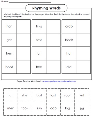 Worksheets rhyming for reception kids Reception  Rhyming worksheets phonics cvc    worksheets