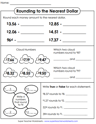 Rounding Money Worksheets