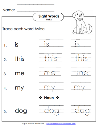 Tracing Worksheets - Sight Words (Printable)