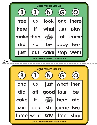Sight Words Games - Bingo Sight Words Games - Bingo