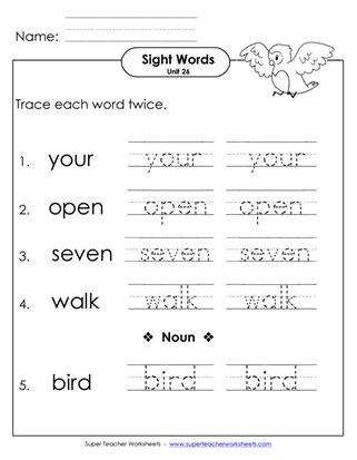 First Grade Sight Words Writing Worksheets