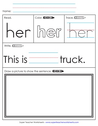 Sight Words Her Complete the Sentence Worksheet