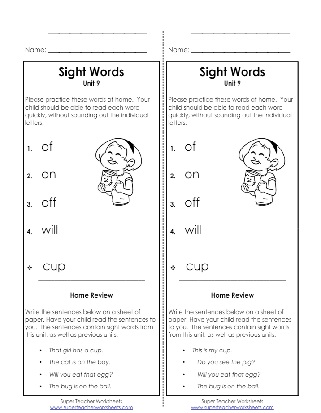 Sight Word Take Home List Sight Word Take Home List