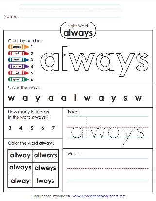 Snap Sight Word - Always