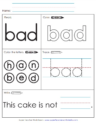 Snap Word Worksheet: bad