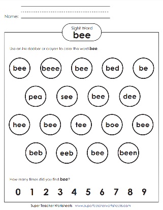 Buzz Buzz : Bee Sight Word Worksheet