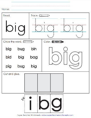 Sight Word: Big (Worksheets)