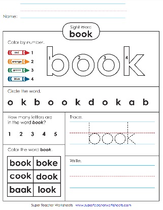 Noun Sight Word Worksheet: Book