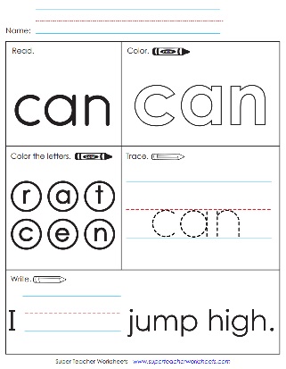 Sight Word: Can (Worksheets)