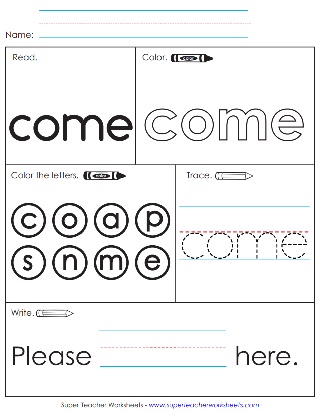 Sight Word Worksheets