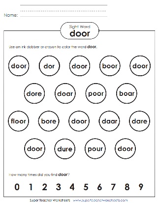 Snap Word Printable Activities