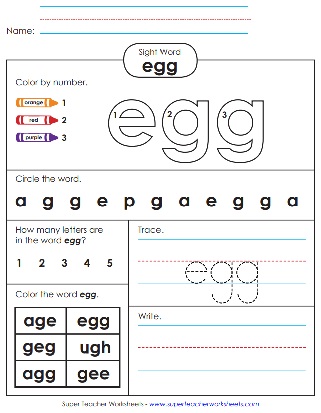 Worksheets for Teaching Snap Words