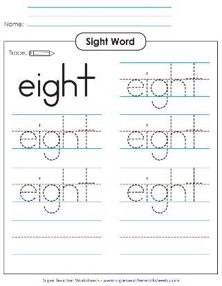 Sight Words - Numbers - Eight