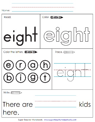 Snap Word Worksheets