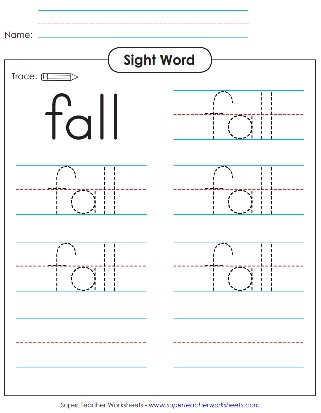 Write the Sight Word: Fall