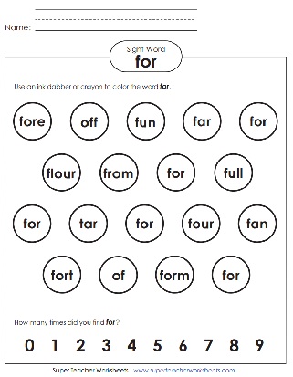 Color the Sight Words