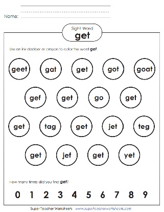 Dabbing Worksheet: Get