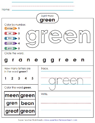 Sight Word - Green