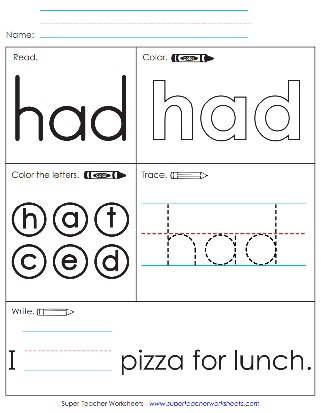 Printable Sight Word PDF: Had