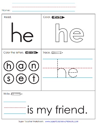 Sight Word PDF: He