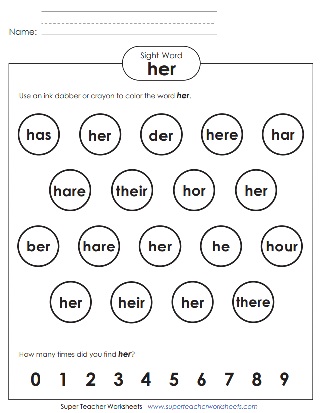 Sight Word PDF: Her