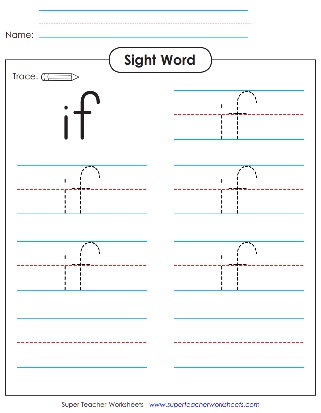 Tracing Words Worksheet: If