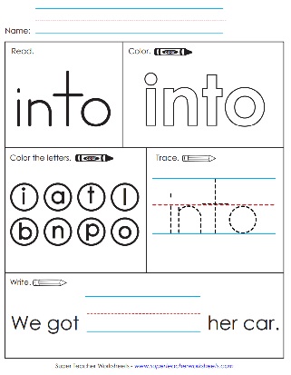 Sight Word PDF: into