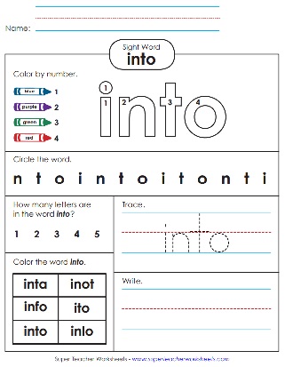 Into: Snap Word Printable