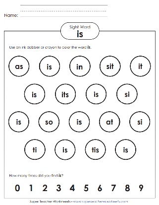 Sight Word Worksheet: Is