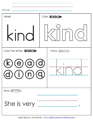 Sight Word Worksheet: Kind