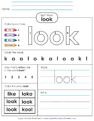 Sight Word: Look (Worksheets)