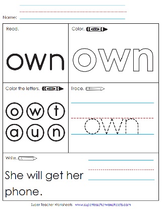 Sight Word: Own (Worksheets)