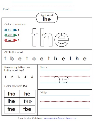 Sight Word: The (Worksheets)
