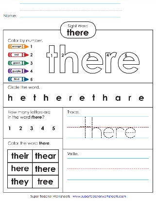 Sight Word: There (Worksheets)