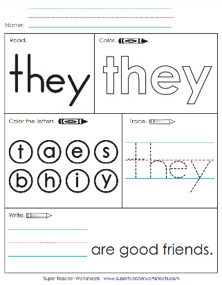 Printable Worksheet: Sight Word - They