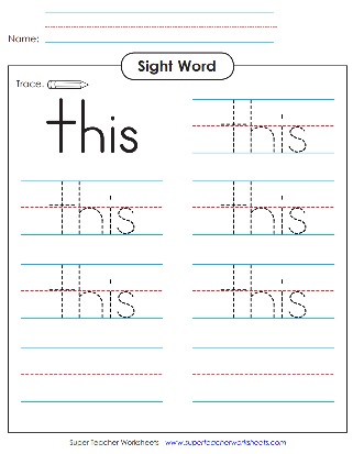 Sight Word: This (Worksheets)