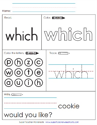Worksheet - Learn the Word - Which