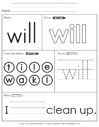 Sight Word: Will (Worksheets)
