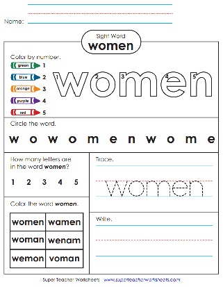 Learning Sight Words: Women