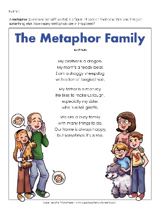 Metaphor Family Worksheets